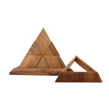 Load image into Gallery viewer, Triangle Pyramid wood 14 piece puzzle 3D hand made wooden Puzzles
