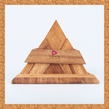 Load image into Gallery viewer, Triangle Pyramid wood 14 piece puzzle 3D hand made wooden Puzzles
