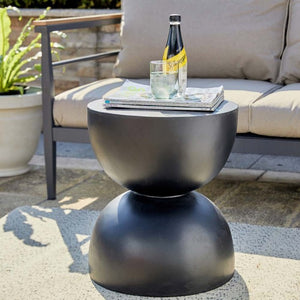 Outdoor furniture_Nordic Hourglass Imitation Terrazzo Small Side Table Coffee Table Creative Round Small Side Table