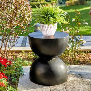 Outdoor furniture_Nordic Hourglass Imitation Terrazzo Small Side Table Coffee Table Creative Round Small Side Table