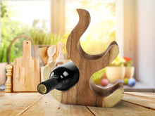 Load image into Gallery viewer, Fathers Day giftf Wine Rack Carved Wood 3 bottle Wine Storage-Acacia Wood handcrafted
