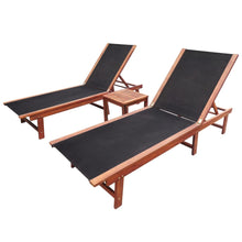 Load image into Gallery viewer, Sun Loungers 2 pcs with Table Solid Acacia Wood and Textilene

