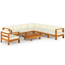 Load image into Gallery viewer, 9 Piece Garden Lounge Set with Cream White Cushions Acacia Wood
