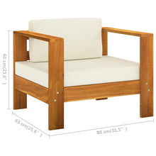 Load image into Gallery viewer, 9 Piece Garden Lounge Set with Cream White Cushions Acacia Wood
