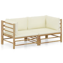 Load image into Gallery viewer, 2 Piece Garden Lounge Set with Cream White Cushions Bamboo
