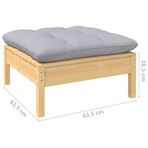 3 Piece Garden Lounge Set with Grey Cushions Solid Pinewood