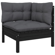 Load image into Gallery viewer, 11 Piece Garden Lounge Set with Cushions Black Solid Pinewood
