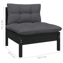 Load image into Gallery viewer, 11 Piece Garden Lounge Set with Cushions Black Solid Pinewood
