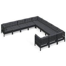 Load image into Gallery viewer, 11 Piece Garden Lounge Set with Cushions Black Pinewood
