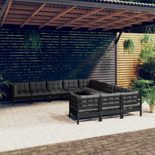 Load image into Gallery viewer, 11 Piece Garden Lounge Set with Cushions Black Pinewood
