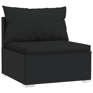 11 Piece Garden Lounge Set with Cushions Black Poly Rattan