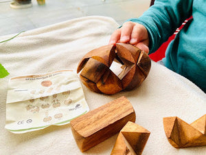 Fathers Day gift_ Brain teaser puzzle Football shape natural wood- can Dad put it back together