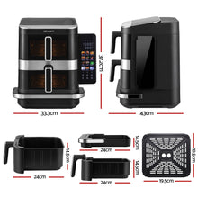 Load image into Gallery viewer, Devanti 12L Air Fryer Dual Basket Stacked 10 Inch Pizza Maker 2800W Touch Black
