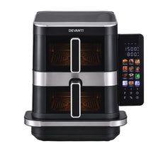 Load image into Gallery viewer, Devanti 12L Air Fryer Dual Basket Stacked 10 Inch Pizza Maker 2800W Touch Black
