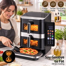Load image into Gallery viewer, Devanti 12L Air Fryer Dual Basket Stacked 10 Inch Pizza Maker 2800W Touch Black
