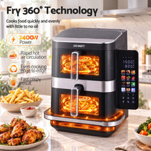 Load image into Gallery viewer, Devanti 12L Air Fryer Dual Basket Stacked 10 Inch Pizza Maker 2800W Touch Black
