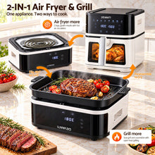 Load image into Gallery viewer, Devanti 8L Air Fryer BBQ Grill 2-in-1 Flip 1650W Touch Control Oil Free White
