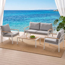 Load image into Gallery viewer, Gardeon 4-Piece Outdoor Sofa Set Aluminum Frame table and Chairs White
