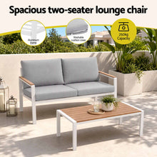 Load image into Gallery viewer, Gardeon 4-Piece Outdoor Sofa Set Aluminum Frame table and Chairs White
