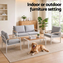 Load image into Gallery viewer, Gardeon 4-Piece Outdoor Sofa Set Aluminum Frame table and Chairs White
