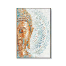 Load image into Gallery viewer, Wall Art Mandala Buddha Canvas Print with Light Natural Frame 60 x 90cm
