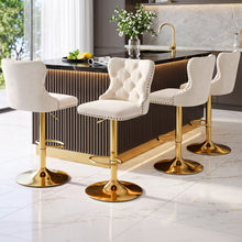 Load image into Gallery viewer, Artiss 4x Bar Stools Counter Chair Kitchen Adjustable Nailhead Trim Velvet Ivory
