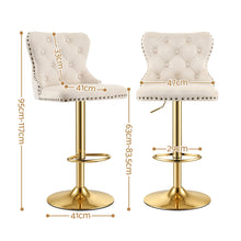 Load image into Gallery viewer, Artiss 4x Bar Stools Counter Chair Kitchen Adjustable Nailhead Trim Velvet Ivory

