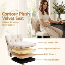 Load image into Gallery viewer, Artiss 4x Bar Stools Counter Chair Kitchen Adjustable Nailhead Trim Velvet Ivory
