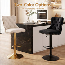 Load image into Gallery viewer, Artiss 4x Bar Stools Counter Chair Kitchen Adjustable Nailhead Trim Velvet Ivory
