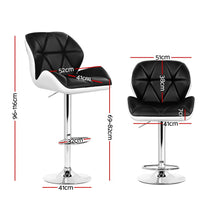 Load image into Gallery viewer, 4x Bar Stools Gas Lift Padded Leather Black &amp; White
