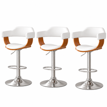 Load image into Gallery viewer, Artiss Bar Stools X3 Kitchen Counter Chair Gas Lift Swivel PU Selina White

