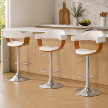 Load image into Gallery viewer, Artiss Bar Stools X3 Kitchen Counter Chair Gas Lift Swivel PU Selina White
