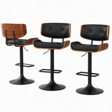 Load image into Gallery viewer, Artiss Bar Stools X3 Kitchen Counter Chair Gas Lift Swivel PU Cherry All Black
