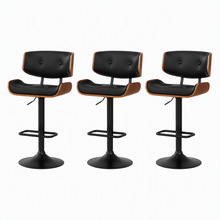 Load image into Gallery viewer, Artiss Bar Stools X3 Kitchen Counter Chair Gas Lift Swivel PU Cherry All Black
