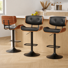 Load image into Gallery viewer, Artiss Bar Stools X3 Kitchen Counter Chair Gas Lift Swivel PU Cherry All Black
