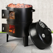 Load image into Gallery viewer, Fathers Day gift- the ultimate BBQ 3-in-1 Charcoal BBQ Smoker - Black
