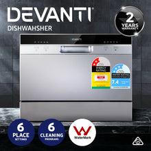 Load image into Gallery viewer, Devanti 6 Place Settings Benchtop Dishwasher Sliver
