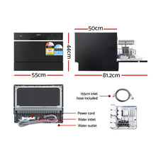 Load image into Gallery viewer, Devanti 6 Place Settings Benchtop Dishwasher Black
