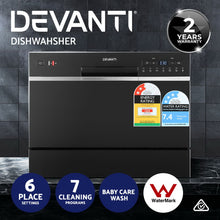 Load image into Gallery viewer, Devanti 6 Place Settings Benchtop Dishwasher Black
