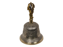 Load image into Gallery viewer, Brass Bell 6 inch 14 cm Buddhist Nepal Tibetan Prayer Bell Meditation Stress Relief or Sound Therapy
