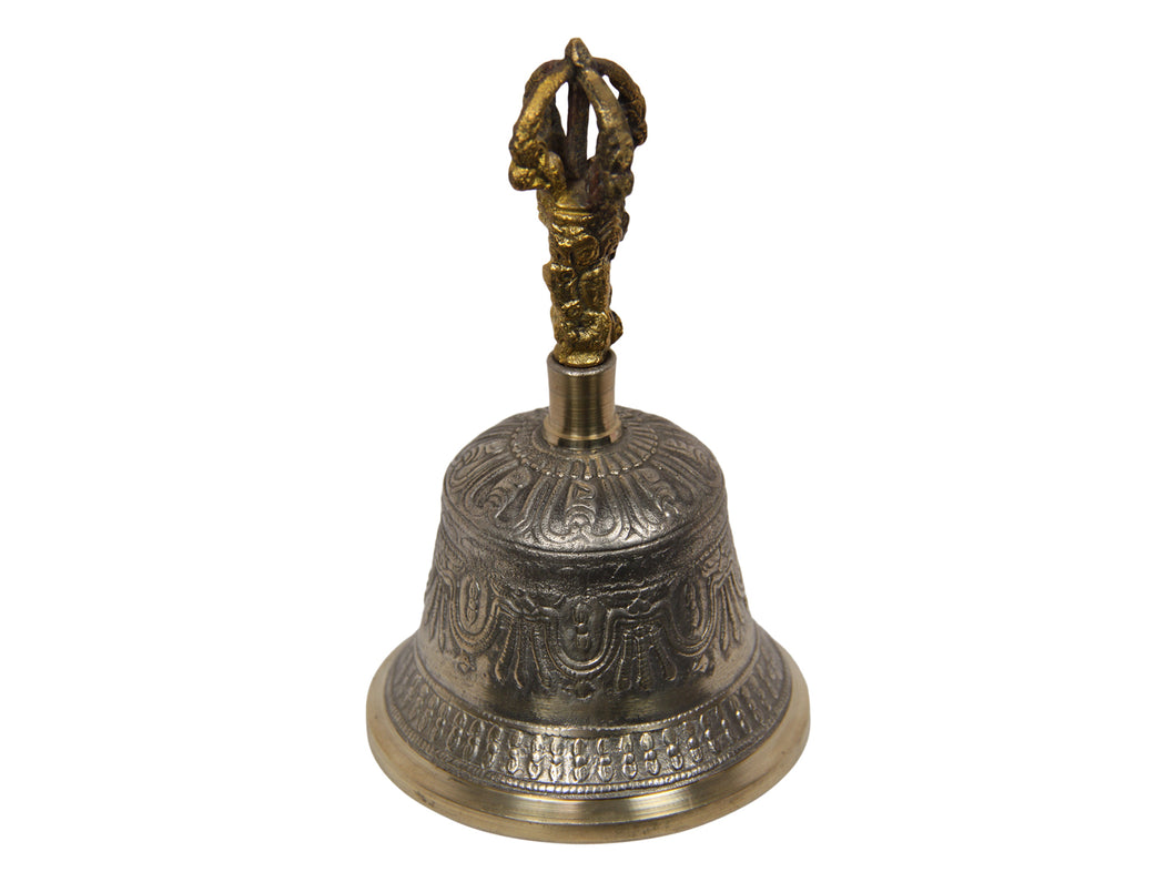 Brass Bell 6 inch 14 cm Buddhist Nepal Tibetan Prayer Bell Meditation Stress Relief or Sound Therapy