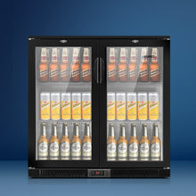 Load image into Gallery viewer, Devanti 198L Bar Fridge Dual Glass Door w/Light Black
