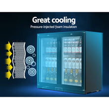 Load image into Gallery viewer, Devanti 198L Bar Fridge Dual Glass Door w/Light Black
