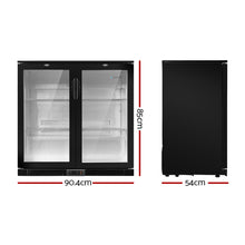 Load image into Gallery viewer, Devanti 198L Bar Fridge Dual Glass Door w/Light Black

