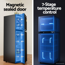 Load image into Gallery viewer, Devanti 122L Two Door Bar Fridge Mini Fridge with Freezer Black
