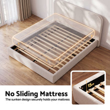 Load image into Gallery viewer, Artiss King Bed Frame with 100cm Bouclé Headboard, USB-C &amp; Night Lights
