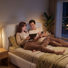 Load image into Gallery viewer, Artiss King Bed Frame with 100cm Bouclé Headboard, USB-C &amp; Night Lights
