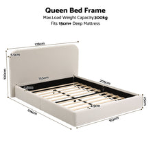 Load image into Gallery viewer, Artiss Queen Bed Frame with Bouclé Headboard, USB-C Charging &amp; Night Lights
