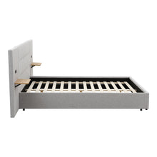 Load image into Gallery viewer, Artiss King Bed Frame with Wide Headboard, Floating Shelves and USB Grey
