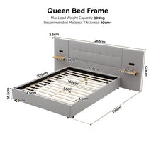 Load image into Gallery viewer, Artiss Queen Bed Frame with Wide Headboard, Floating Shelves and USB Grey
